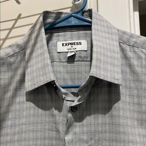 Express Men's Black and White Plaid Shirt